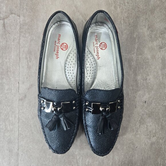 Marc Joseph Tassel Loafers Size 6 Blue Croc Leather Slip On Preppy Dress Shoes - Picture 2 of 11